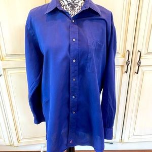 Nordstrom Size 16-34 Classic Royal Blue Collared Button Down Dress Shirt